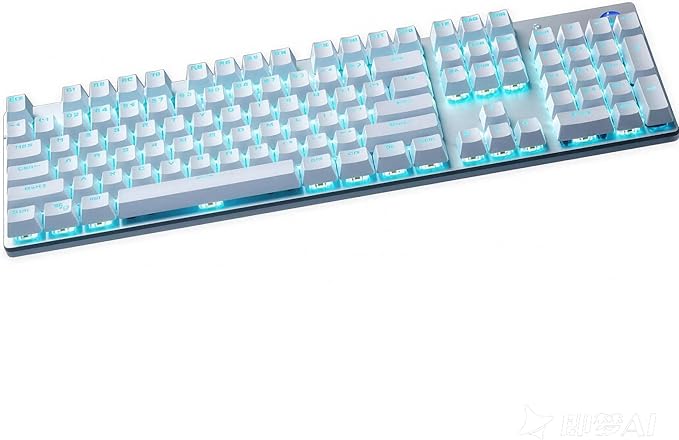 HP Wired Mechanical Keyboard GK400F, 104 Keys Full Size USB Keyboard, Brown Switches, Ice Blue LED Backlit, Anti-Ghosting, Silver & White Keycaps, HP Keyboard for PC Gaming and Office