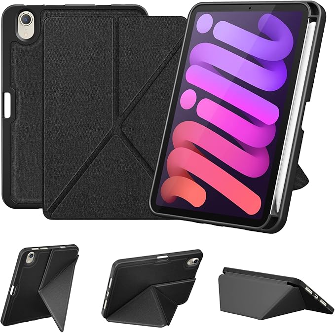 DTTO Case for iPad mini 7 (A17 Pro) 2024 / iPad mini 6 2021 8.3 inch with Pencil Holder, Multi-Angle Magnetic Standing Cover for iPad mini 7th/6th Generation [Auto Wake/Sleep], Black