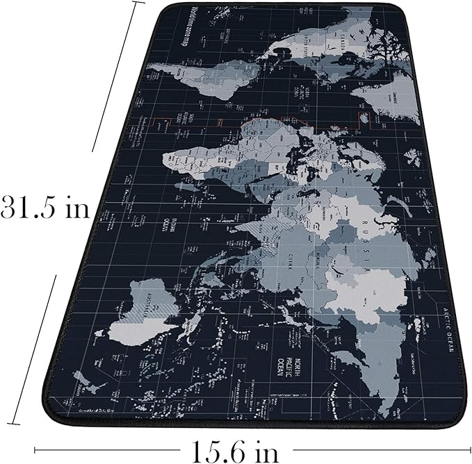 Gaming Mouse Pad, Large Extended Desk Mouse Pad, Non-Slip Spill-Resistant Mousepad with Special-Textured Surface, Anti-Fray Stitched Edges for Esports Pros Gamer Office - Map