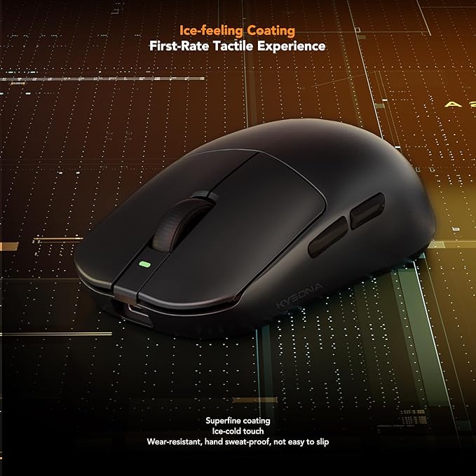 KYSONA Mercury Wireless Gaming Mouse，41g Ultalight, PAW3395 Sensor, 8K Polling Rate,26000 DPI,5 Programmable Buttons Optical Mice for PC/MAC/Laptop,Black