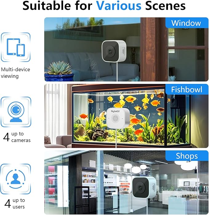 3MP Window Cameras for Home Security,Security Camera, 2K Full Color Night Vision, AI Human & Motion Detection, 24/7 Recording, Two-Way Audio, Easy Installation (White)