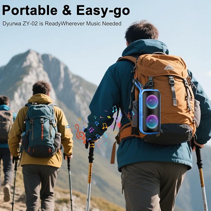 Bluetooth Speaker with 360°HD Stereo Sound, BT5.3, Built-in Mic, RGB Lights, NEW Portable Wireless Speaker IPX7 Waterproof, 12H Playtime, Speaker for Outdoors, Home/Trip/Ideal Gift for Men Women, Blue
