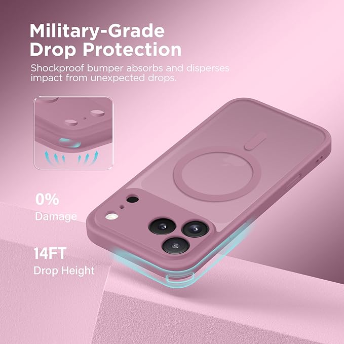 CAPRARO Magnetic for iPhone 17 Pro Case, Upgraded [Full Camera Protection] [Compatible with MagSafe] Protective Translucent Matte Women Girl Phone Case Cover, Black Currant
