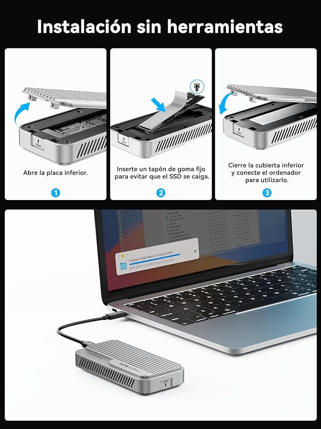 ACASIS 80Gbps M.2 NVMe SSD Enclosure, with Cooling Fan, Compatible with Thunderbolt5/USB4 V2.0, Back Compatible with Thunderbolt4/USB4 V1.0, USB3.2/3.1/3.0 (TB501 Pro) (Silver)