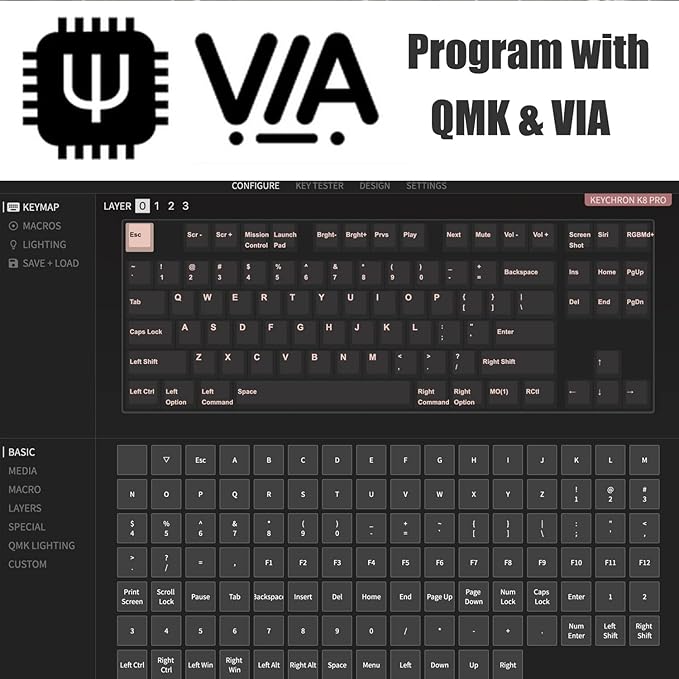 Keychron K8 Pro QMK/VIA Wireless Mechanical Keyboard, Hot-Swappable Aluminum Frame TKL Custom Programmable Keyboard with RGB Backlit, Gateron G Pro Red Switch