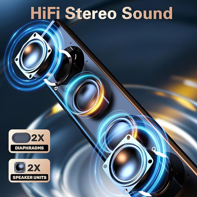LENRUE Computer Speakers for Desktop PC, PC Speakers with Bluetooth for Laptop,Tablet,Cellphone,USB Wired PC Sound-bar with Stereo Sound, Touch Colorful Lighting, Touch Playing Mode(No Aux Needed)