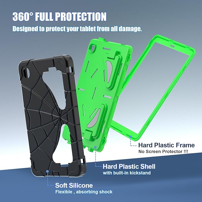 AKABEILA Compatible with Samsung Galaxy Tab A7 Lite 8.7 inch T225/T220(2021) Tablet Case，Lightweight Shockproof Rugged Protective Cover with Kickstand for Kids Children Boys Babies Dark Green