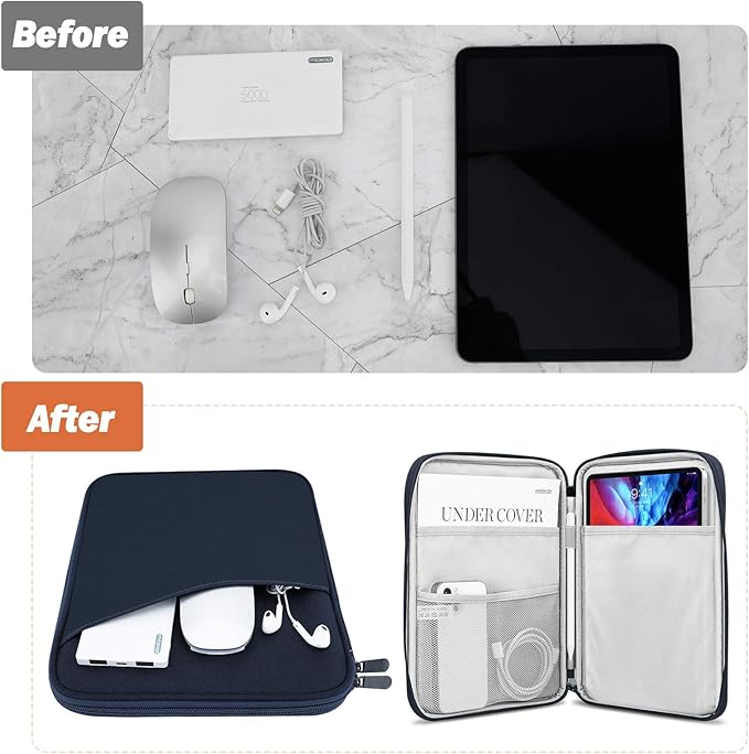 MoKo 9-11 Inch Tablet Sleeve Case, Fits New 11inch iPad Air M4/Pro M5, iPad A16 11", i-Pad 10/9/8/7th/Air 5/4th 10.9"/10.2", Tab S9/S8 11", Protective Bag Carrying Case with Pocket, Indigo
