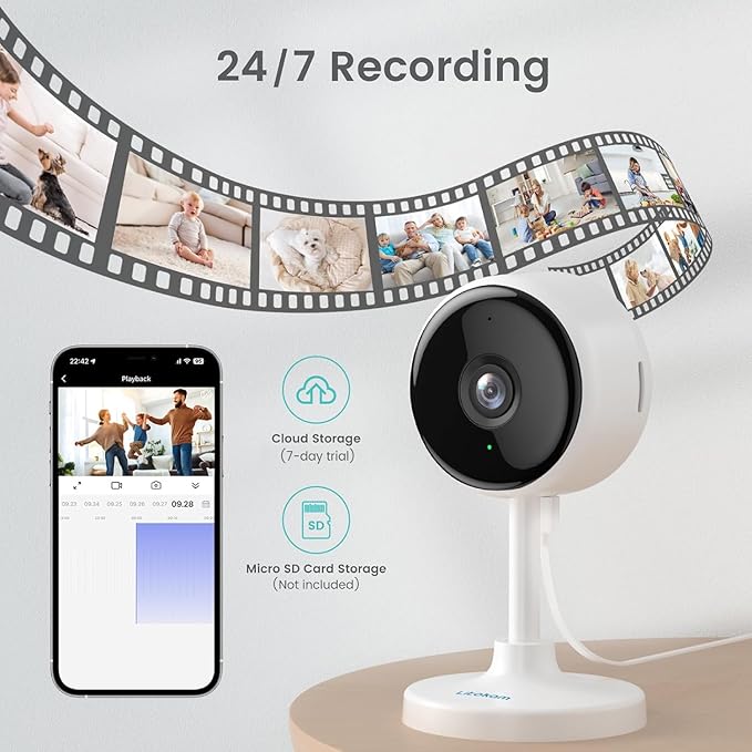 litokam Indoor Cameras for Home Security with Night Vision, Pet Cam with Phone App, Indoor Security Camera, Motion Detection, 2-Way Audio, WiFi Camara Home Cams 1080P