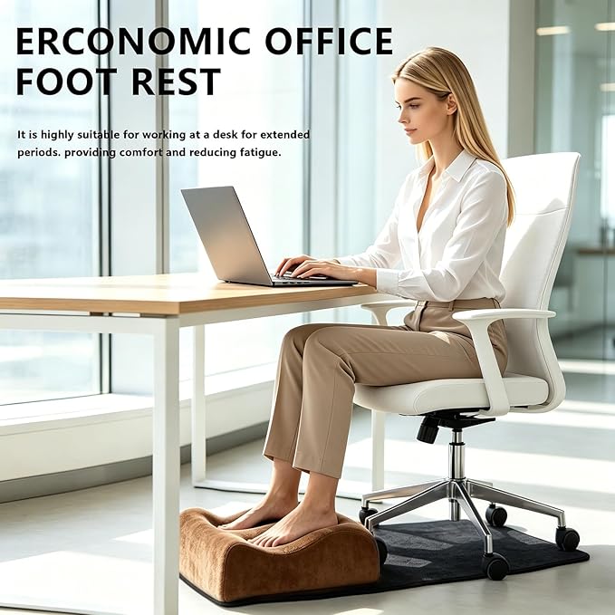 Foot Rest for Under Desk at Work. Multifunctional 3-Tier Foot Stool Office Desk Accessories, Soft Ergonomic Footrest,Support Foot Pillow,Heel Chair,Leg Elevation Pillow (Brown, One Size)