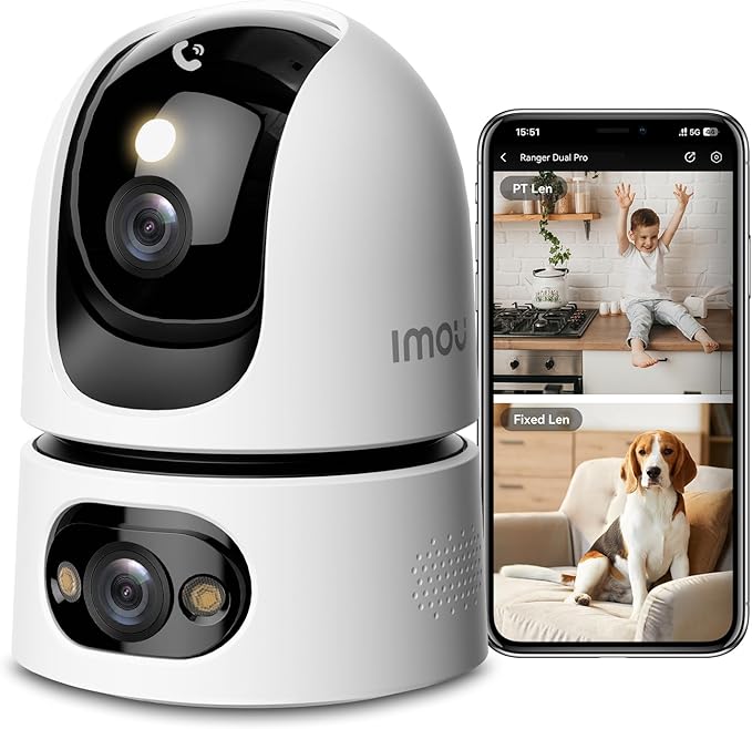 Imou 8MP Security Camera Indoor, Dual-Len 360°Pan-Tilt Baby Monitor Pet Camera for Home Security, 2.4/5GHz WiFi, Work with Alexa & Google Home, Color Night Vision, Human/Pet Detection, No Monthly Fees