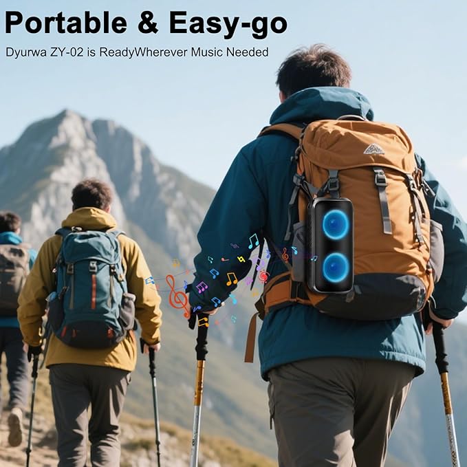 Bluetooth Speaker with 360°HD Stereo Sound, 2026 NEW Portable Wireless Speaker IPX7 Waterproof, HD Call, TWS Pairing, Built-in Mic, RGB Lights, 12H Playtime for Outdoors, Home/Travel/Praty Beach Gift