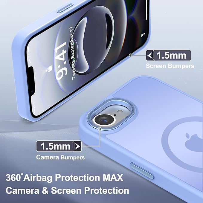 Newfuture Designed for iPhone 17e Case & iPhone 16e Case with Magnetic [13 FT Military Drop Protection] [Compatible with Magsafe] Slim Translucent Shockproof with Anti-Fingerprint Phone Case, Blue