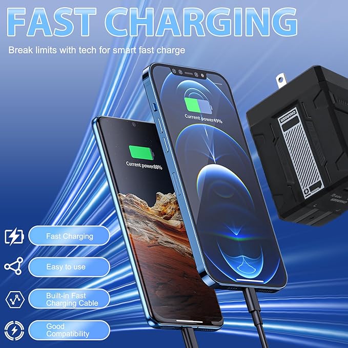 2 in 1 GaN Charger 120w, New Scalable Retractable 120w Fast Charger Module, All in 1 Foldable Charging Adapter Wall Plug for Phone, Tablet, Laptops (Black)