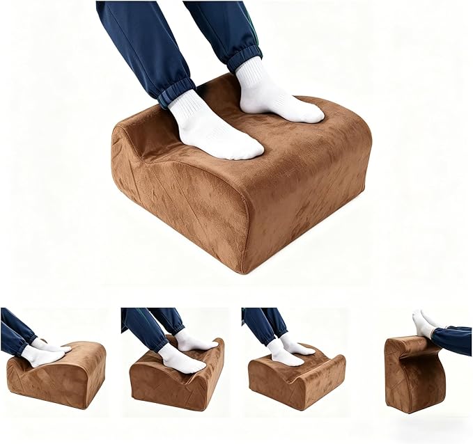 Foot Rest for Under Desk at Work. Multifunctional 3-Tier Foot Stool Office Desk Accessories, Soft Ergonomic Footrest,Support Foot Pillow,Heel Chair,Leg Elevation Pillow (Brown, One Size)