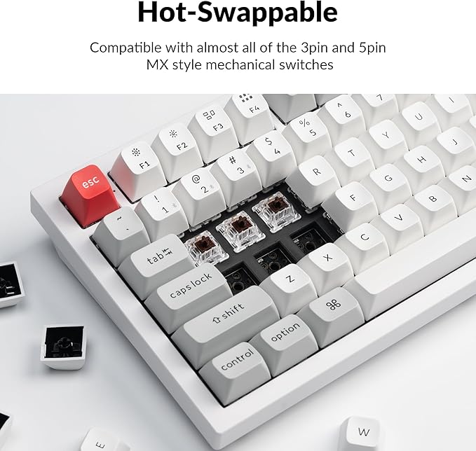 Keychron Q6 Pro Full-Size RGB Bluetooth Custom Mechanical Keyboard, Full Aluminum QMK/VIA Programmable Knob KSA Double-Shot PBT Keycap Hot-Swappable Brown Switch, Mac Windows Linux-White