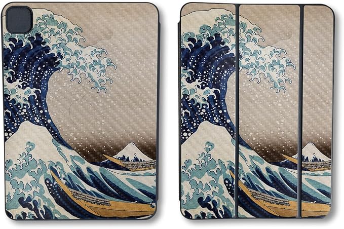 Carbon Fiber Skin Compatible with Apple Smart Folio for iPad Pro 11-inch (M4/M5) 2025 - Great Wave of Kanagawa - 3M Vinyl Protective Decal Cover | Crafted in The USA by MightySkins