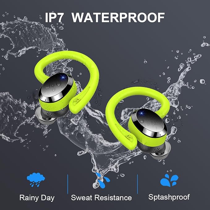 Wireless Earbuds Bluetooth Headphone Sport, Bluetooth 5.3 Earbud 3D HiFi Stereo Over Ear Buds, 48Hrs Earhooks Earphone with Noise Cancelling Mic, IP7 Waterproof Headset for Workout/Running/Gym