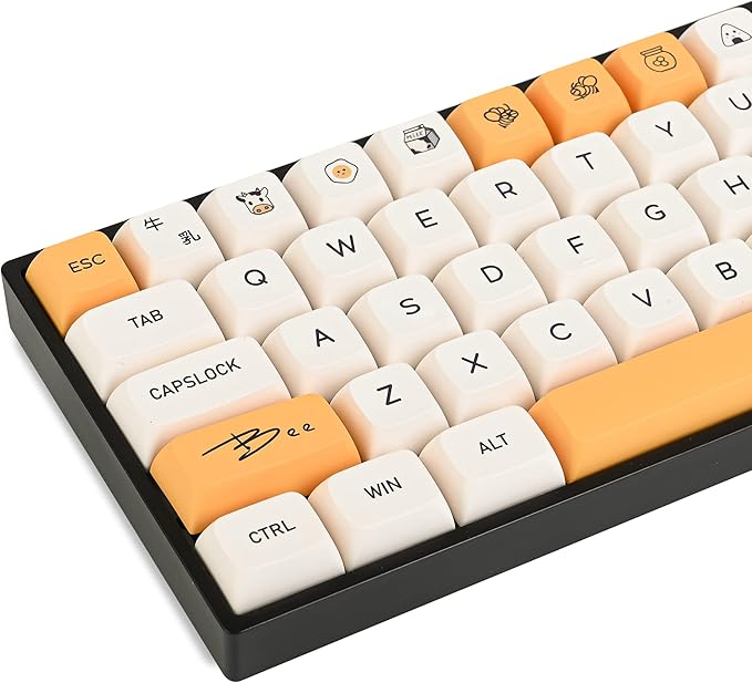 Guffercty kred 140-Key Honey Milk PBT XDA 65% TKL Keycap Set for 100% 60% Mechanical Keyboard (Honey Milk-English)