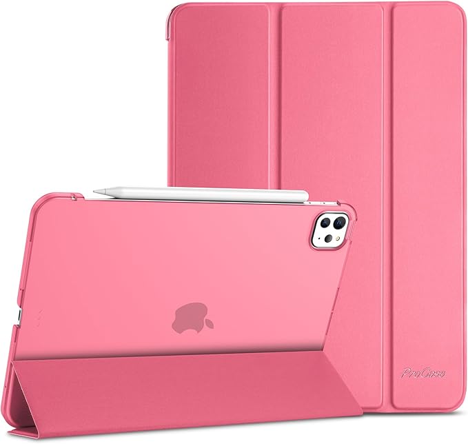 ProCase Smart Case for iPad Pro 11 Inch M5 2025/M4 2024 (Model: A3357/A3358/A3359/A2836/A2837/A3006), Slim Folio Stand Hard Back Shell Protective Tablet Cover for iPad Pro 11" 6th/5th Gen -Melonpink