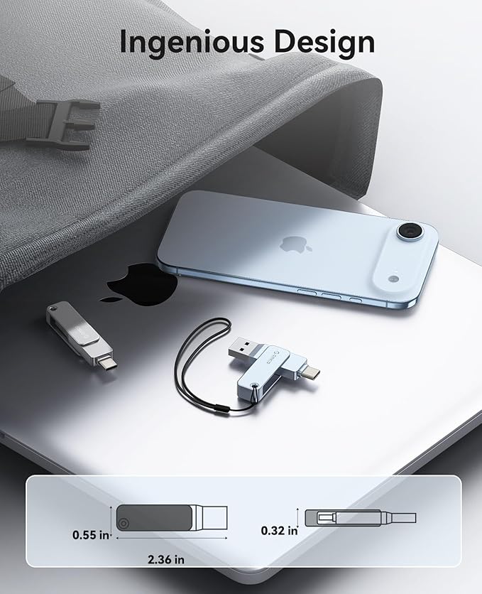 ORICO USB-Cand USB-A Flash Drive 150MB/S Metal Housing Swivel Design Support OTG Function 2 in 1 PenDrive 32GB for USB C and USB A Devices -EB05 BL