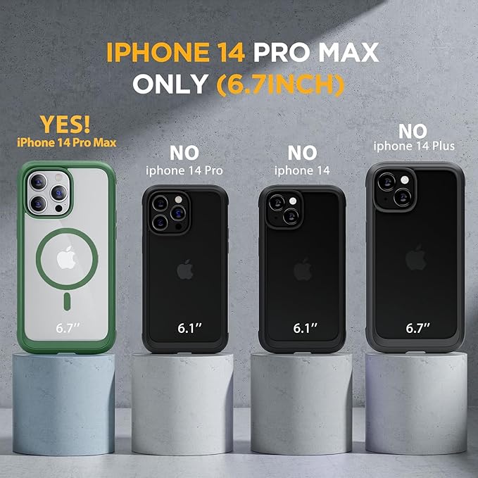 Miracase Magnetic for iPhone 14 Pro Max Case 6.7 inch, (Compatible with MagSafe) Upgrade Full-Body Clear Phone Bumper Case with Built-in 9H Tempered Glass Screen Protector, Magnetic Acacia Green