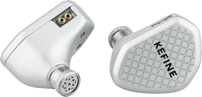 Linsoul Kefine Klean in Ear Monitor,10mm DLC Diaphragm Dynamic Driver HiFi Earphones,Wired Gaming Earbuds,Replaceable Nozzles,Detachable Silver-Plated Cable for Audiophile (with Mic Type-C, Silver)