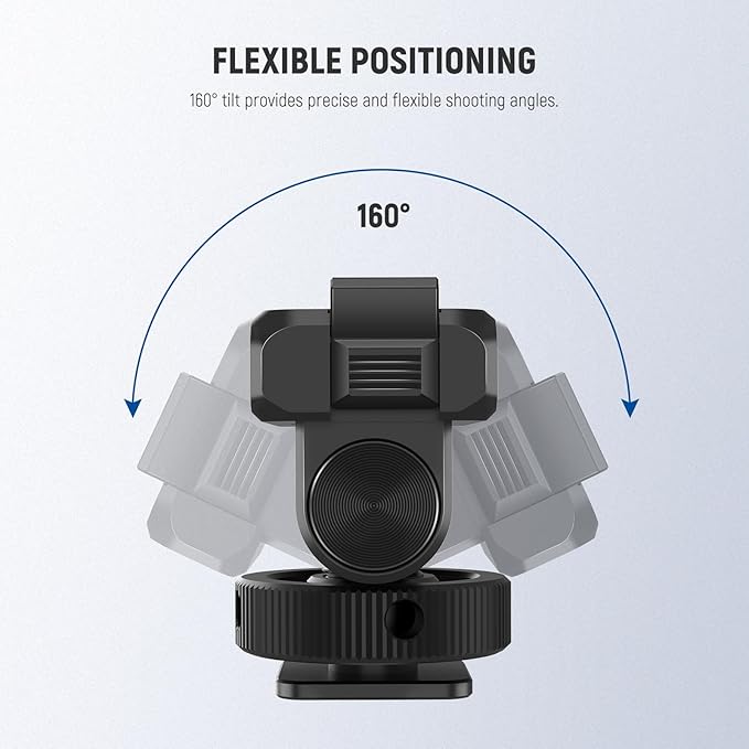 NEEWER Mount Adapter Compatible with DJI Osmo 360 / Action 5 Pro/4/3, Metal Magnetic Quick Release Action Camera Adapter Mount with 160° Tilt, Cold Shoe, 1/4" Thread, AC012