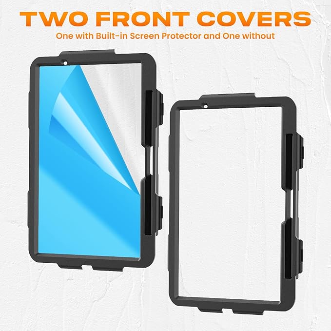 SEYMAC stock Case for iPad Air 11-inch M4-M2 2026-2024 (Gen 8-6), Shockproof Heavy Duty Case with Screen Protector, Pencil Holder, Rotating Stand, Hand Strap, Shoulder Strap, Orange