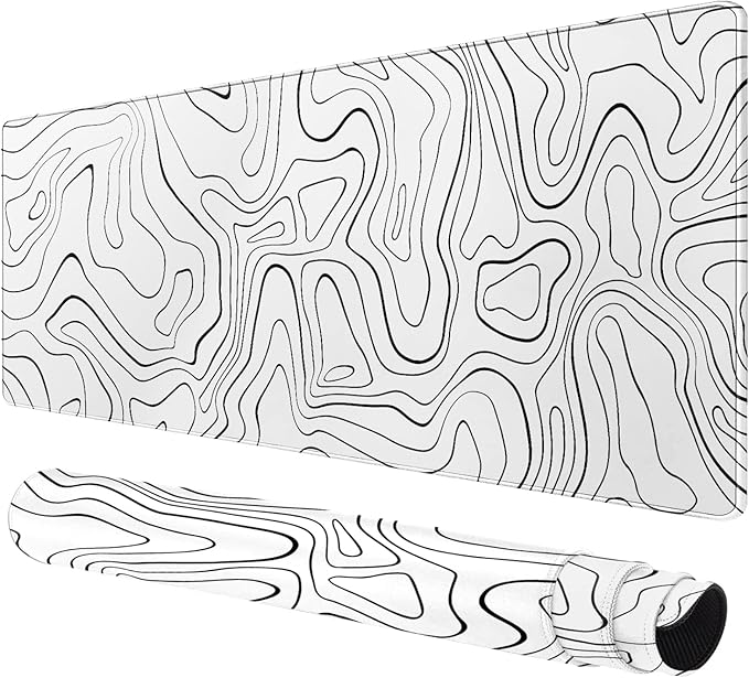 Large Mouse Pad - Gaming Mouse Pad with Stitched Edges(60x30cm), No-Slip Base, Waterproof Desk Pad for Keyboard and Mouse (Line White,23.6x11.8 inch)