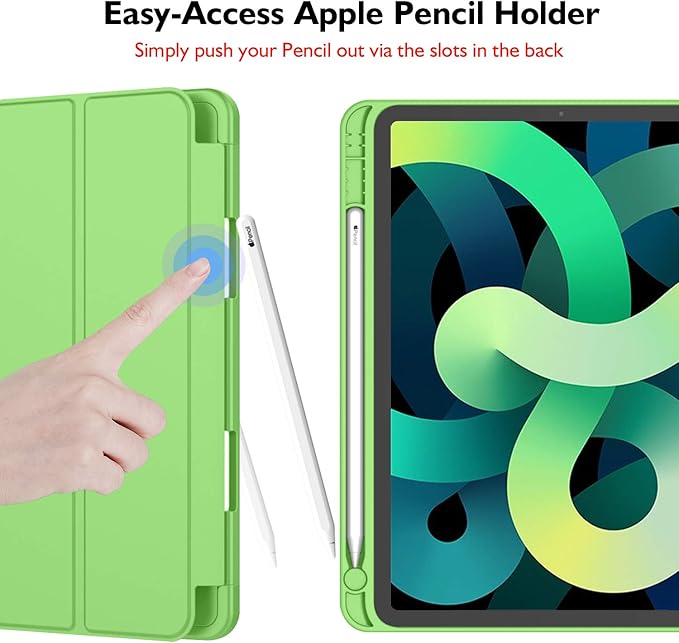 iMieet iPad Air 11 Inch Case M4/M3/M2(2026/2025/2024), iPad Air 5th/4th Generation Case 2022/2020 10.9 Inch with Pencil Holder,Trifold Stand Smart Case with Soft TPU Back(Grass Green)