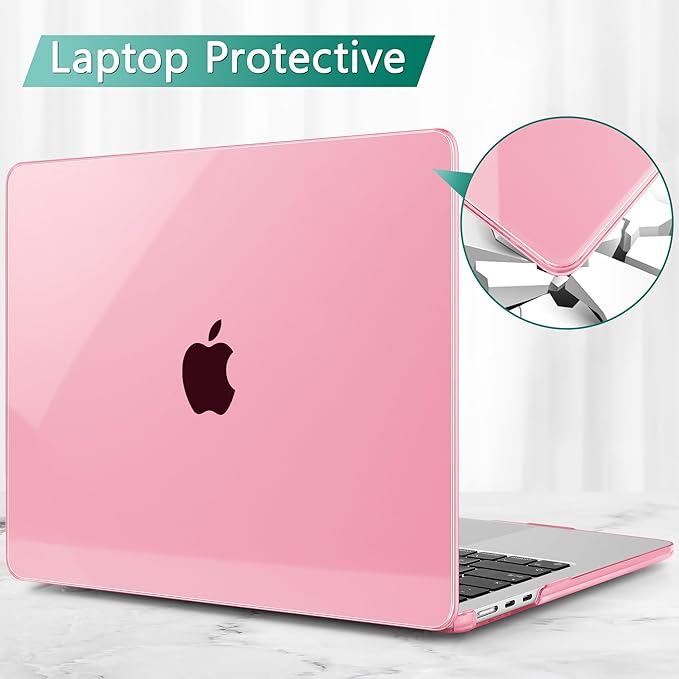 May Chen Case for MacBook Air 13/13.6-inch (M5/M4/M3/M2, 2022-2026 Models A3449 A3240 A3113 A2681), Lightweight | Closes Seamlessly | Ideal for Work Hard Shell Case, Crystal Pink