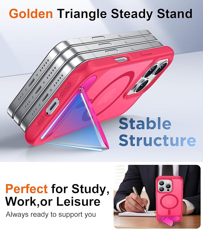 Magnetic Compatible with iPhone 16 Pro Case, [Built-in Invisible Kickstand][Compatible with MagSafe][Military Grade Shockproof] Slim Translucent Matte Phone Case for iPhone 16 Pro 6.3"