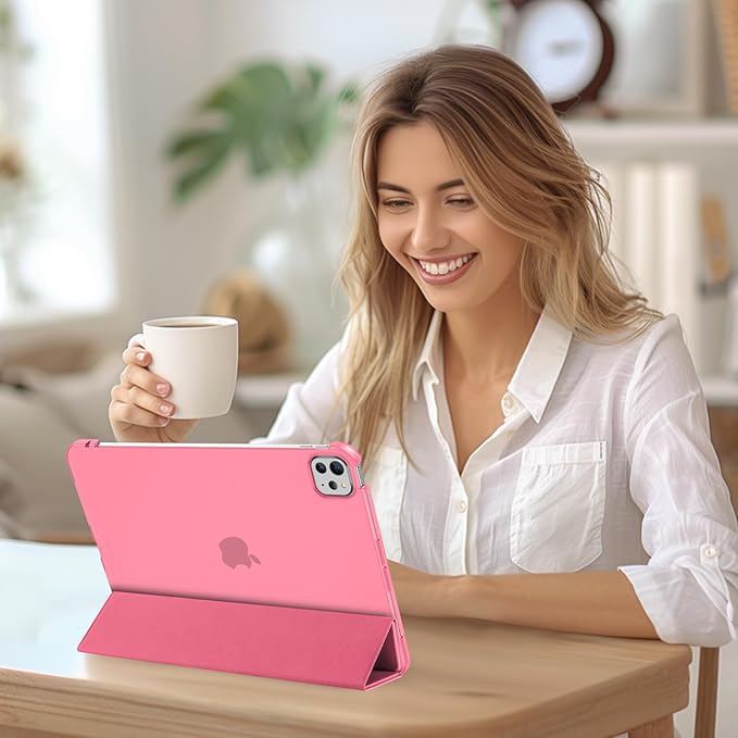 ProCase Smart Case for iPad Pro 11 Inch M5 2025/M4 2024 (Model: A3357/A3358/A3359/A2836/A2837/A3006), Slim Folio Stand Hard Back Shell Protective Tablet Cover for iPad Pro 11" 6th/5th Gen -Melonpink