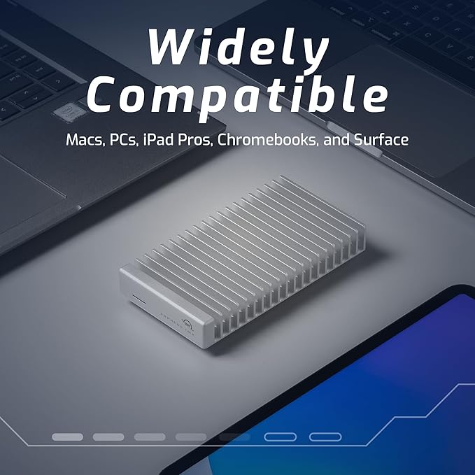 OWC 2TB Express 1M2 80Gb/s Portable NVMe SSD USB4 (Thunderbolt Compatible/USB-C) Ultra Fast External SSD Drive with Aluminum Heat Sink Enclosure