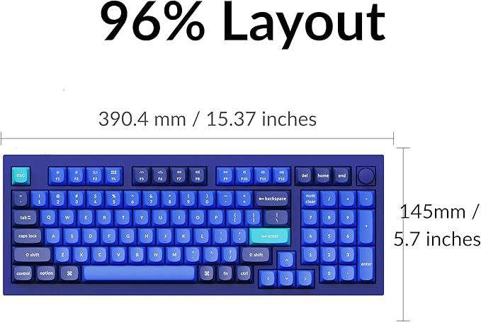 Keychron Q5 Wired Custom Mechanical Keyboard Knob Version, 96% Layout QMK/VIA Programmable with Hot-swappable Gateron G Pro Red Switch Double Gasket Compatible with Mac Windows Linux - Navy Blue A