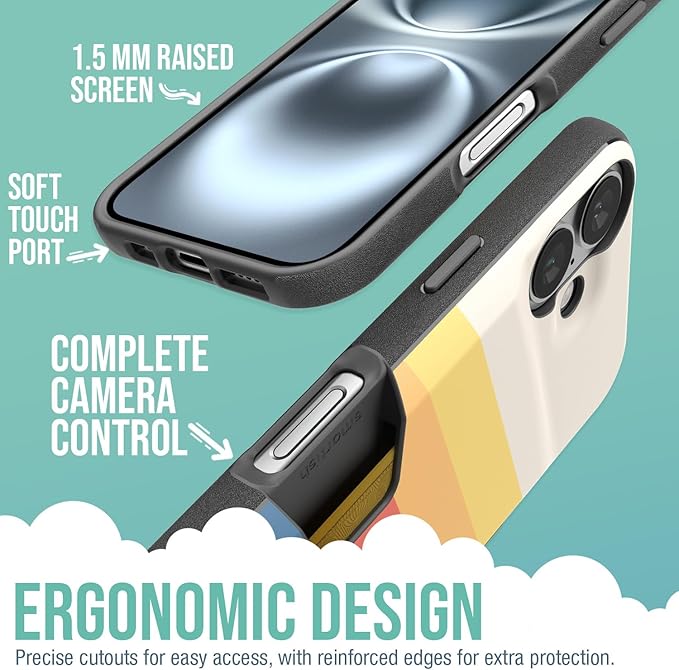 Smartish® iPhone 16 Wallet Case - Wallet Slayer Vol. 1 [Slim + Protective] Credit Card Holder - Drop Tested Hidden Credit Card Slot Cover for Apple iPhone 16 - Striped Up
