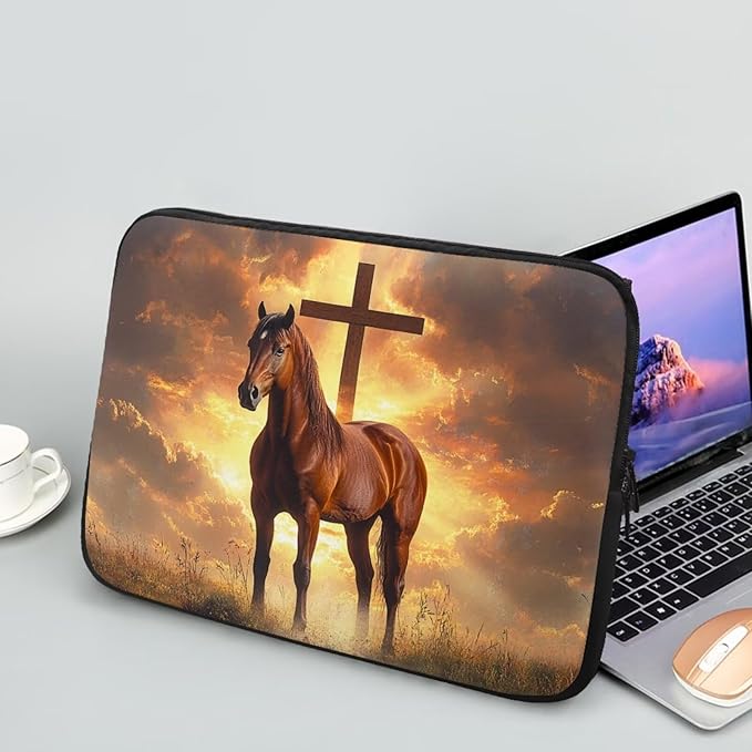 Cross Horse Laptop Sleeve for Women Men 13inch Laptop Accessories with Versatile Uses Lap Top Case Portable Computer Sleeve Laptop Pouch Brown