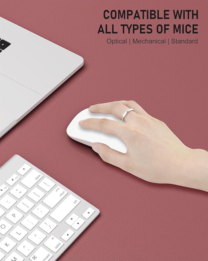 Desk Pad, 35.5" x 17" PU Leather Non-Slip Desk Mat Large Mouse Pad for Desktop, Waterproof Laptop Computer Writing Mat for Office, Home, Work, Gaming, Deep Red