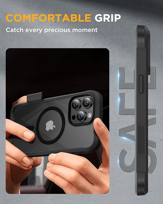 Miracase Magnetic for iPhone 16 Pro Max Case 6.9'' [Compatible with MagSafe] Full-Body Phone case with Built-in Glass Screen Protector& Camera Protector,Drop Proof 16 Pro Max Cover,Black
