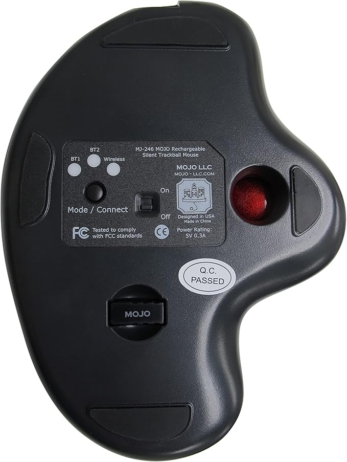 MOJO Multi Mode Rechargeable Silent Trackball Mouse (Bluetooth + Wireless)