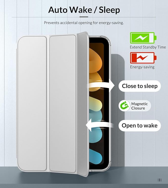 MoKo Case Fit New iPad mini 7 (A17 Pro) 2024, iPad mini 6th Generation Case 2021 (8.3-inch), iPad mini 6 Case, Soft TPU Translucent Frosted Back Cover Case for iPad mini 7th, Silver