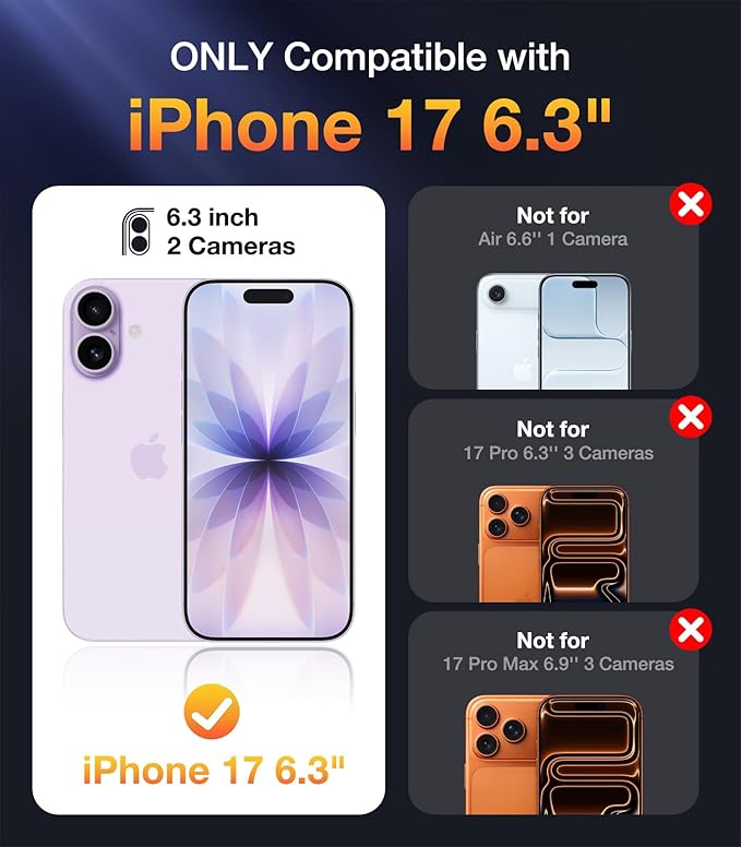 Diaclara Magnetic Designed for iPhone 17 Case 6.3'' [Full Camera Protection] Full Body Bumper with Privacy Screen Protector, [Compatible with MagSafe] Military Drop Proof Phone Case, Lavender Purple