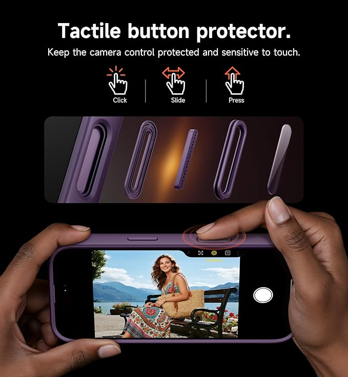 SURITCH for iPhone Air Case with Camera Control Cover, Camera Slide Cover and Adjustable Kickstand, Compatible with MagSafe, Shockproof Bumper Protective Cases for iPhone 17 Air 6.5 Inch, Dark Purple