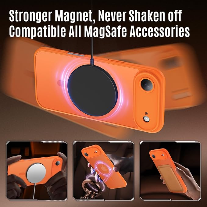 Symcele Designed for iPhone Air Case, Compatible with MagSafe, [Camera Protection] [15FT Military Drop Protection] Shockproof Translucent Matte Anti-Slip Phone Case, 6.5", Cosmic Orange
