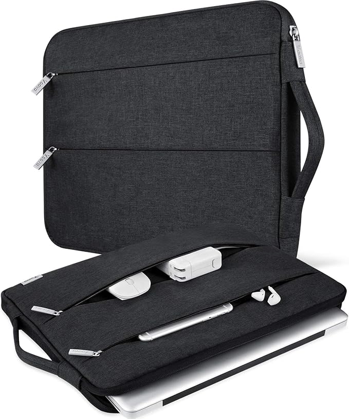 Voova Laptop Sleeve Carrying Case 15.6 16 Inch,Slim Computer Cover Bag Compatible with MacBook Pro 15/16, Dell xps 15,15-16 Inch HP Dell Asus Acer Laptop, Black