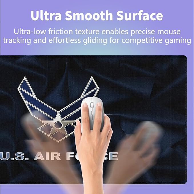 Large Gaming Mouse Pad (31.5" x 15.8") - US Air Force Navy Blue Great Gift Idea Patriotic Military Design, Extra XXL Office Accessories, Premium Stitched Anti-Slip Office Desk Mat