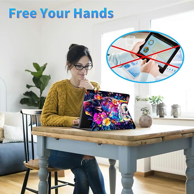 for 6.8" Kindle Paperwhite (11th Generation 2021) and Kindle Paperwhite Signature Edition Case, Slim Kickstand Stand Leather Smart Cover with Auto Wake/Sleep, Flower Owl