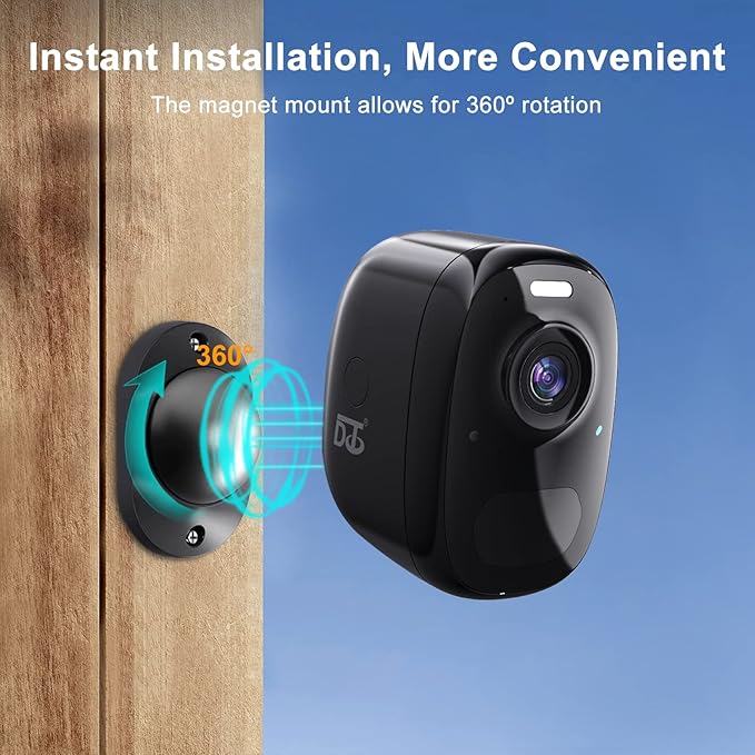 DCT Outdoor Cameras Wireless Magnetic: Battery Powered WiFi Camera for Home Security Outside Color Night Vision House Cameras Motion Detection SD/Cloud Storage Waterproof