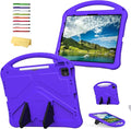 Kids Case for iPad Pro 13 inch M5/M4 (2025/2024) with Kickstand/Pencil Holder/Handle Stand Lightweight Soft EVA Foam Shockproof Heavy Duty Rugged Protection Kids Girls Boys Cover, Purple